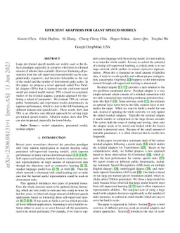 Efficient Adapters for Giant Speech Models