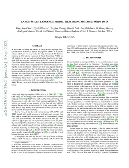 Large-scale Language Model Rescoring on Long-form Data