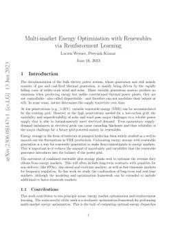 Multi-market Energy Optimization with Renewables via Reinforcement
  Learning