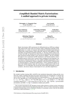(Amplified) Banded Matrix Factorization: A unified approach to private
  training