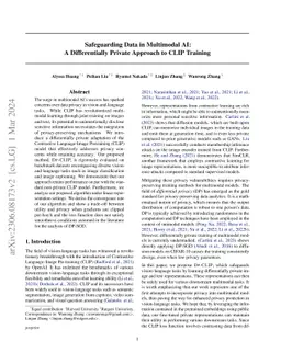 Safeguarding Data in Multimodal AI: A Differentially Private Approach to
  CLIP Training
