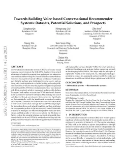 Towards Building Voice-based Conversational Recommender Systems:
  Datasets, Potential Solutions, and Prospects