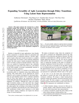 Expanding Versatility of Agile Locomotion through Policy Transitions
  Using Latent State Representation