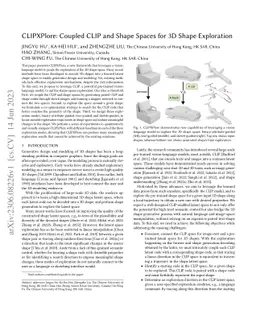 CLIPXPlore: Coupled CLIP and Shape Spaces for 3D Shape Exploration