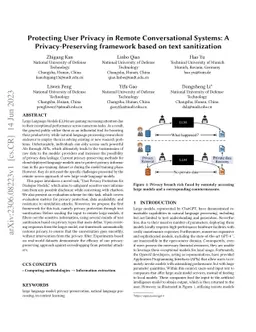 Protecting User Privacy in Remote Conversational Systems: A
  Privacy-Preserving framework based on text sanitization