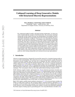 Unbiased Learning of Deep Generative Models with Structured Discrete
  Representations