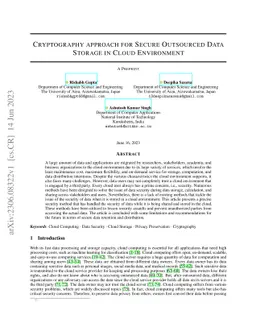 Cryptography approach for Secure Outsourced Data Storage in Cloud
  Environment
