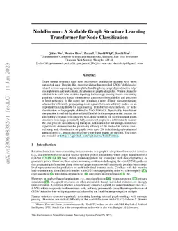 NodeFormer: A Scalable Graph Structure Learning Transformer for Node
  Classification