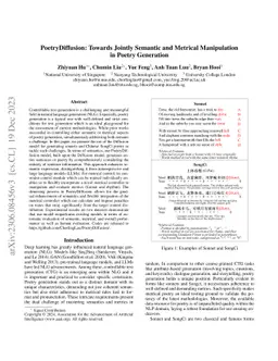 PoetryDiffusion: Towards Joint Semantic and Metrical Manipulation in
  Poetry Generation