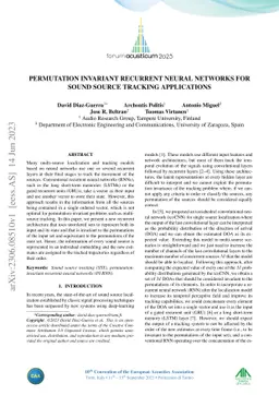 Permutation Invariant Recurrent Neural Networks for Sound Source
  Tracking Applications