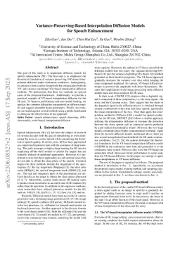Variance-Preserving-Based Interpolation Diffusion Models for Speech
  Enhancement