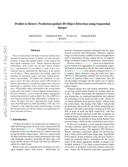 Predict to Detect: Prediction-guided 3D Object Detection using
  Sequential Images