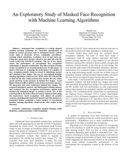 An Exploratory Study of Masked Face Recognition with Machine Learning
  Algorithms