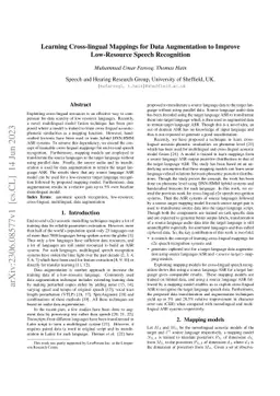 Learning Cross-lingual Mappings for Data Augmentation to Improve
  Low-Resource Speech Recognition
