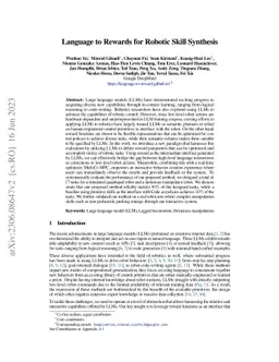 Language to Rewards for Robotic Skill Synthesis