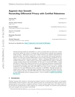 Augment then Smooth: Reconciling Differential Privacy with Certified
  Robustness