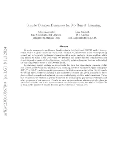 Simple Opinion Dynamics for No-Regret Learning