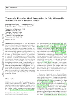 Temporally Extended Goal Recognition in Fully Observable
  Non-Deterministic Domain Models
