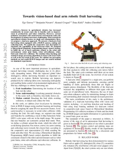 Towards vision-based dual arm robotic fruit harvesting