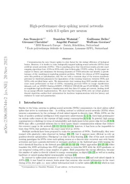 High-performance deep spiking neural networks with 0.3 spikes per neuron