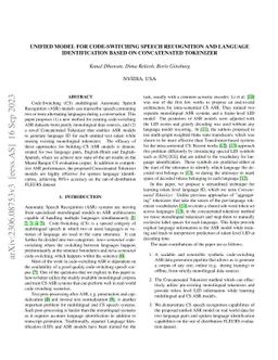 Unified model for code-switching speech recognition and language
  identification based on a concatenated tokenizer