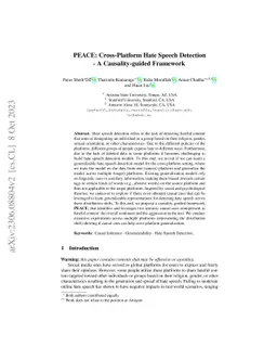 PEACE: Cross-Platform Hate Speech Detection- A Causality-guided
  Framework