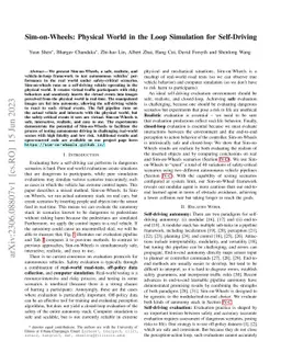 Sim-on-Wheels: Physical World in the Loop Simulation for Self-Driving