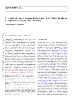 Probabilistic-based Feature Embedding of 4-D Light Fields for
  Compressive Imaging and Denoising