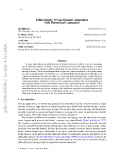 Differentially Private Domain Adaptation with Theoretical Guarantees