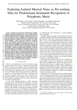 Exploring Isolated Musical Notes as Pre-training Data for Predominant
  Instrument Recognition in Polyphonic Music