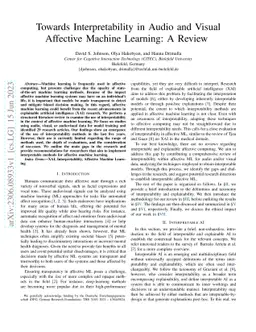 Towards Interpretability in Audio and Visual Affective Machine Learning:
  A Review