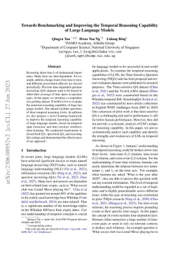Towards Benchmarking and Improving the Temporal Reasoning Capability of
  Large Language Models