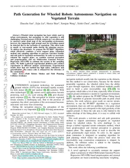 Path Generation for Wheeled Robots Autonomous Navigation on Vegetated
  Terrain
