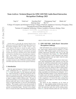 Team AcieLee: Technical Report for EPIC-SOUNDS Audio-Based Interaction
  Recognition Challenge 2023