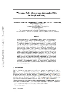 When and Why Momentum Accelerates SGD:An Empirical Study