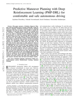 Predictive Maneuver Planning with Deep Reinforcement Learning (PMP-DRL)
  for comfortable and safe autonomous driving