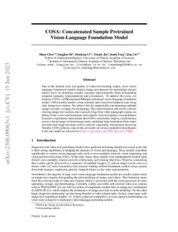 COSA: Concatenated Sample Pretrained Vision-Language Foundation Model