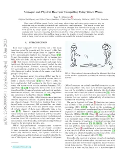Analogue and Physical Reservoir Computing Using Water Waves