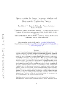 Opportunities for Large Language Models and Discourse in Engineering
  Design