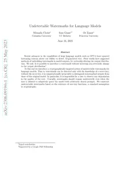 Undetectable Watermarks for Language Models