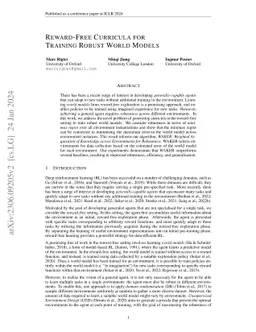 Reward-Free Curricula for Training Robust World Models