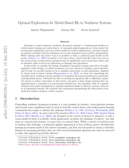 Optimal Exploration for Model-Based RL in Nonlinear Systems
