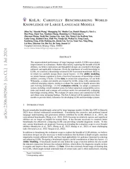 KoLA: Carefully Benchmarking World Knowledge of Large Language Models