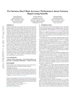 Fix Fairness, Don't Ruin Accuracy: Performance Aware Fairness Repair
  using AutoML