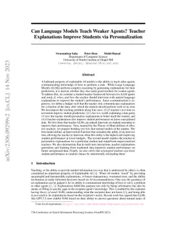 Can Language Models Teach Weaker Agents? Teacher Explanations Improve
  Students via Personalization