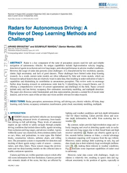 Radars for Autonomous Driving: A Review of Deep Learning Methods and
  Challenges
