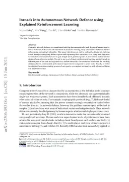 Inroads into Autonomous Network Defence using Explained Reinforcement
  Learning