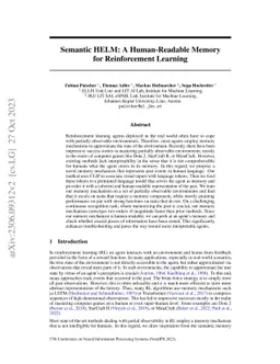 Semantic HELM: A Human-Readable Memory for Reinforcement Learning