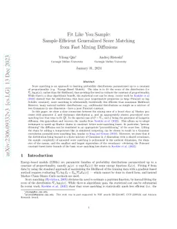 Fit Like You Sample: Sample-Efficient Generalized Score Matching from
  Fast Mixing Diffusions