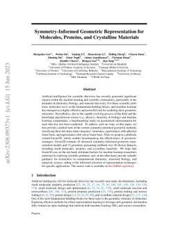 Symmetry-Informed Geometric Representation for Molecules, Proteins, and
  Crystalline Materials